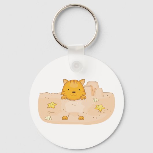 Katze im Sand Schlüsselanhänger (Vorderseite)