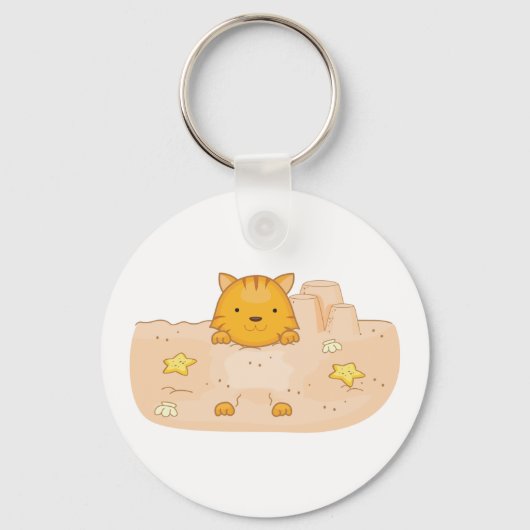 Katze im Sand Schlüsselanhänger (Rückseite)