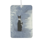 Katze im Schnee Autolufterfrischer (Vorderseite)
