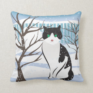 Katze im Schnee (Eis) Kissen