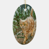 Katze im Schnee Keramik Ornament (Rechts)