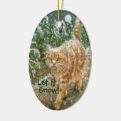 Katze im Schnee Keramik Ornament (Links)