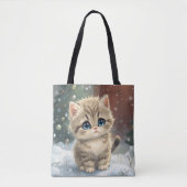 Katze im Schnee Tasche (Vorderseite)