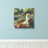 Katze im schönen Garten Leinwanddruck (Insitu (Holzboden))