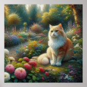 Katze im schönen Garten Poster (Vorne)