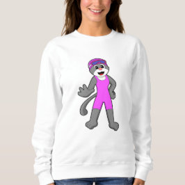 Katze im Schwimmen mit Badeanzug Sweatshirt