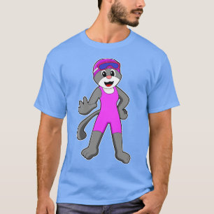 Katze im Schwimmen mit Badeanzug T-Shirt