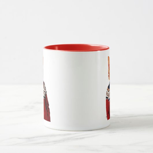 Katze im Ski Sweater 2 Tasse (Zentrum)