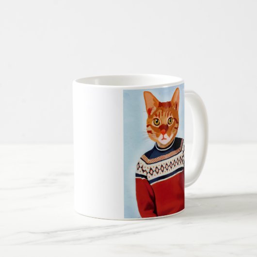 Katze im Ski Sweater Kaffeetasse (VorderseiteRechts)
