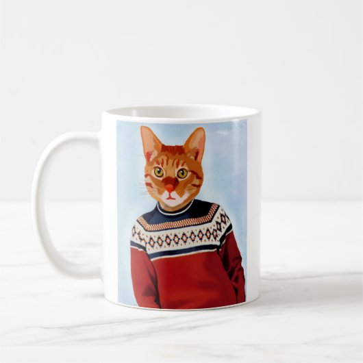 Katze im Ski Sweater Kaffeetasse (Links)