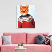 Katze im Ski Sweater Leinwanddruck (Insitu (Wohnzimmer))