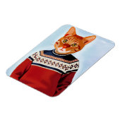 Katze im Ski Sweater Magnet (Linke Seite)