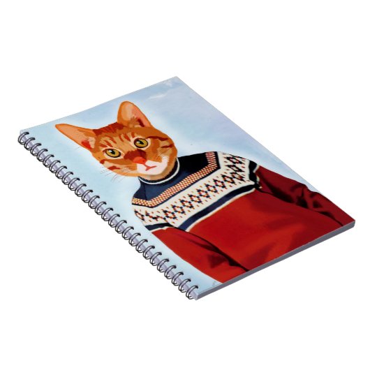 Katze im Ski Sweater Notizblock (Rechte Seite)
