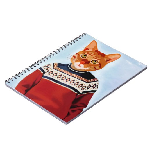 Katze im Ski Sweater Notizblock (Linke Seite)