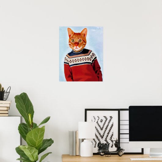 Katze im Ski Sweater Poster (Heimbüro)