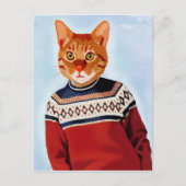 Katze im Ski Sweater Postkarte (Vorderseite)