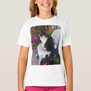 Katze im Smoking Süß Hübsche Blumen Schwarze Katze T-Shirt