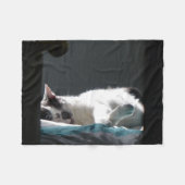 Katze im Sonnenfleck stört nicht Fleecedecke (Vorderseite (Horizontal))