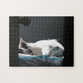 Katze im Sonnenfleck stört nicht Puzzle