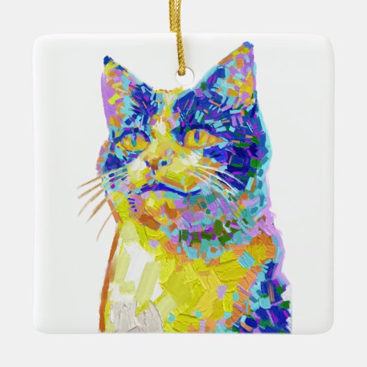 Katze im Sonnenlicht Keramikornament (Vorderseite)