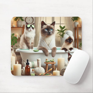 Katze im Spa-Party für Siamkatzenliebhaber Mousepad