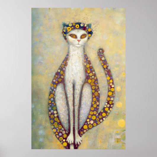 Katze im Stil von Gustav Klimt, Jugendstil Poster (Vorne)
