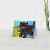 Katze im Stil von Van Gogh mit Sonnenblumen