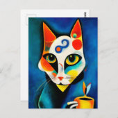 Katze im Stile der Klassischen Modernen Kunst. Postkarte (Vorne/Hinten)