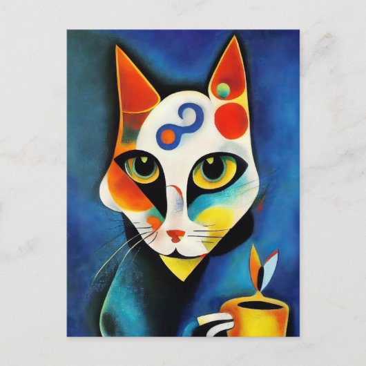 Katze im Stile der Klassischen Modernen Kunst. Postkarte (Vorderseite)