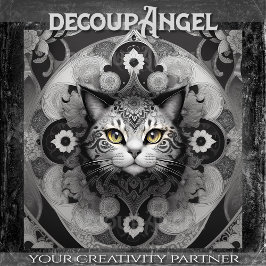 Katze im Tattoo-Style -Decoupage- Seidenpapier