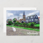 Katze im traditionellen Fischerdorf Postkarte (Vorne/Hinten)