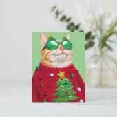 Katze im Ugly Christmas Sweater Einladungspostkarte (Stehend Vorderseite)