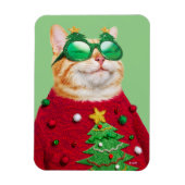 Katze im Ugly Christmas Sweater Magnet (Vertikal)