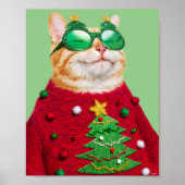 Katze im Ugly Christmas Sweater Poster (Vorne)
