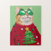 Katze im Ugly Christmas Sweater Puzzle (Vertikal)
