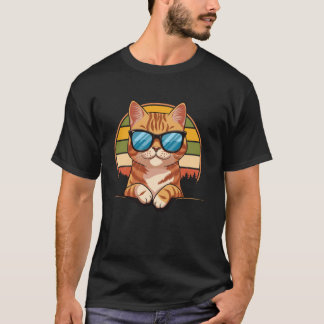 Katze im Vintage-Stil Orange Katze trägt Sonnenbri T-Shirt