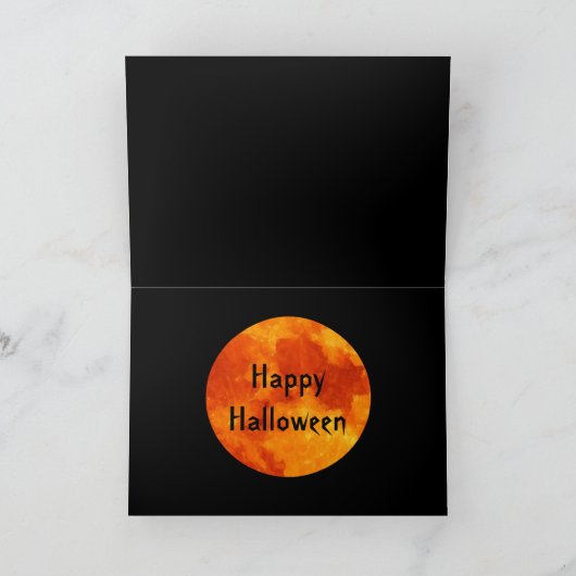 Katze im vollen orange Mond Karte (Innenseite)