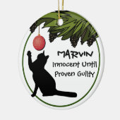 Katze im Weihnachtsbaum Personalisiert Keramik Ornament (Links)