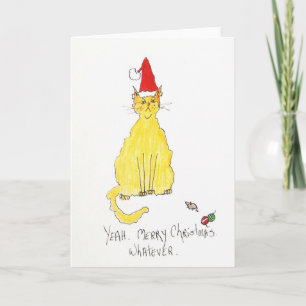 Katze im Weihnachtshut Feiertagskarte