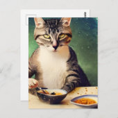 Katze im Weltraum Eating AI Generierte Kunst Postkarte (Vorne/Hinten)