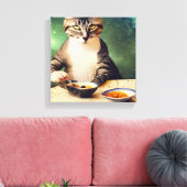 Katze im Weltraum Essen Sushi Leinwanddruck (Insitu (Wohnzimmer))