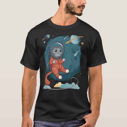 Katze im Weltraum - Katze Nerdy 4 T-Shirt (Vorderseite)