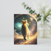 Katze im Weltraum. Postkarte (Stehend Vorderseite)