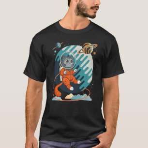 Katze im Weltraum Space Cat Nerdy  2 T-Shirt