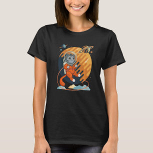 Katze im Weltraum Space Cat Nerdy 4 T-Shirt