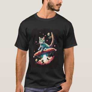 Katze im Weltraum UFO Außerirdische Entführung Sci T-Shirt