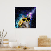 Katze im Weltraumposter Poster (Küche)