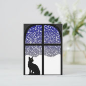 Katze im Winter Postkarte (Stehend Vorderseite)