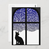 Katze im Winter Postkarte (Vorne/Hinten)
