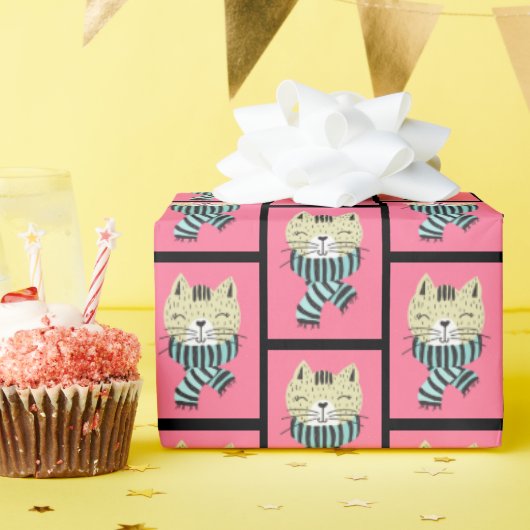 Katze im Winter Schal Geschenkpapier (Geburtstagsparty)